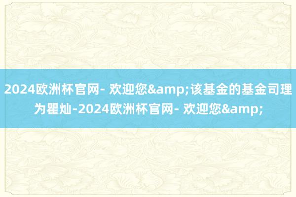 2024欧洲杯官网- 欢迎您&该基金的基金司理为瞿灿-2024欧洲杯官网- 欢迎您&