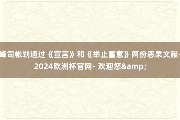 峰司帐划通过《宣言》和《举止蓄意》两份恶果文献-2024欧洲杯官网- 欢迎您&